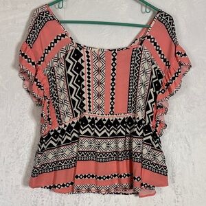 Easel Pink and Black Women's Top Small